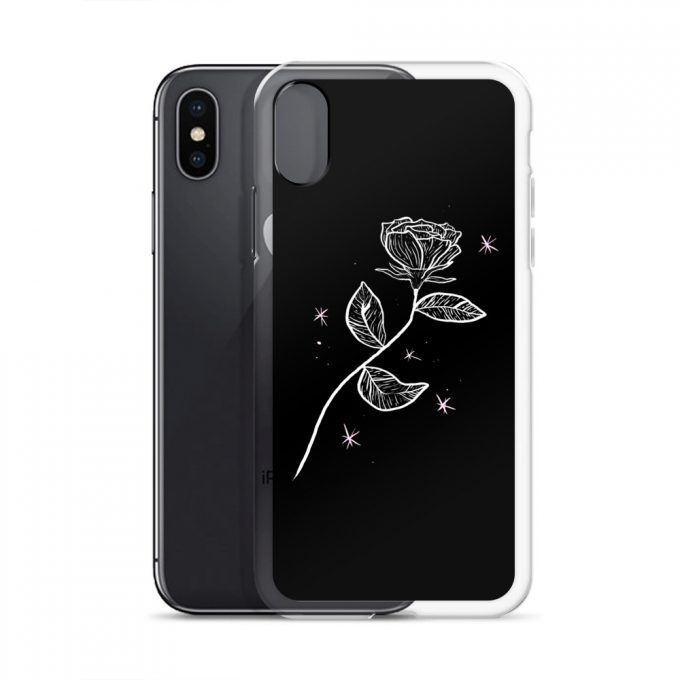 Asthetic Outline Rose Custom iPhone X Case