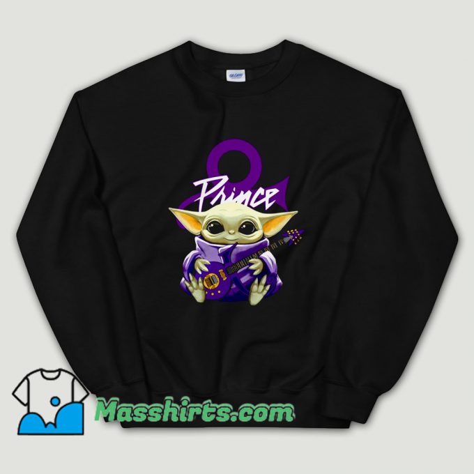 Cheap Prince Baby Yoda Hug Guitar Sweatshirt