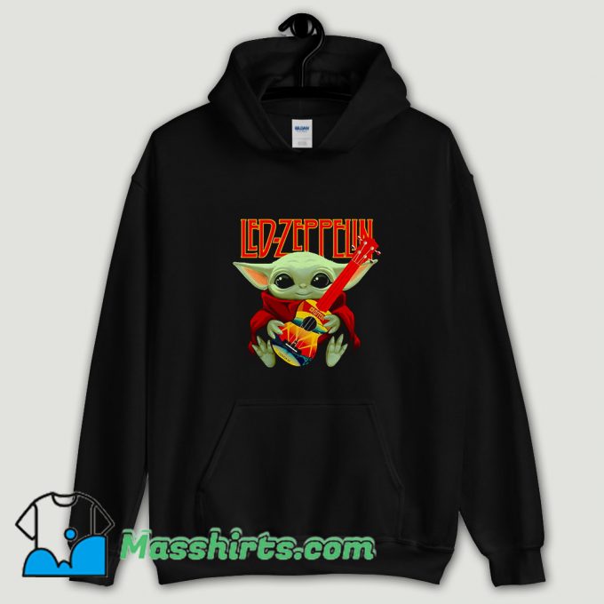 Cool Baby Yoda Hug Ledzeppelin Guitar Hoodie Streetwear