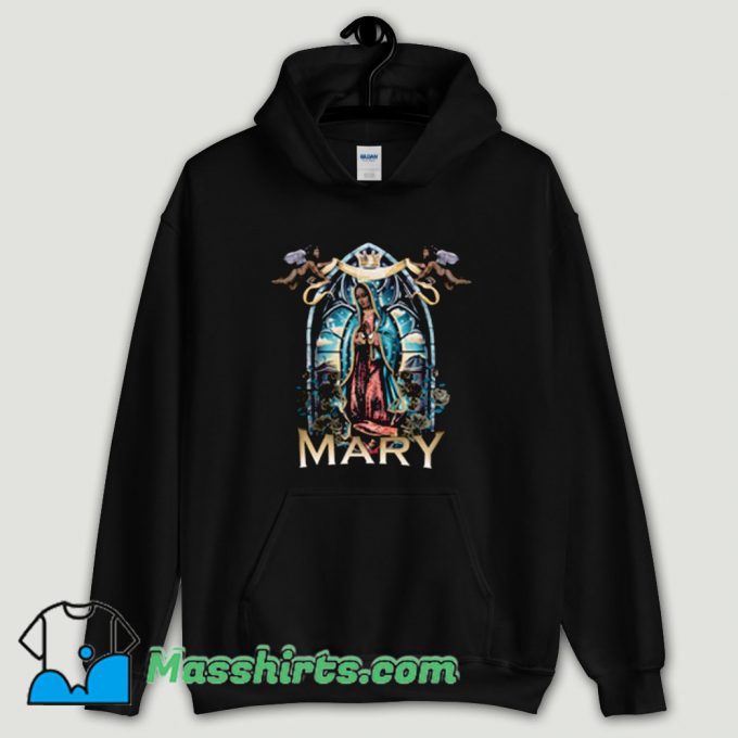 Cool Black Rose Virgin Mary Hoodie Streetwear