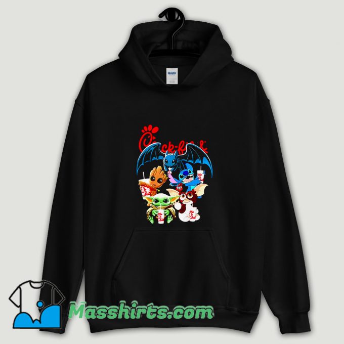 Cool Chick Fil A Baby Yoda Baby Groot and Toothless Stitch Gizmo Hoodie Streetwear