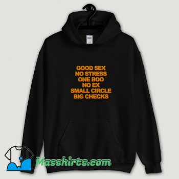 Cool Good Sex No Stress One Boo No Ex Hoodie Streetwear