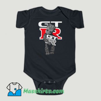 Funny Baby Groot Hug Mustang GTR Baby Onesie