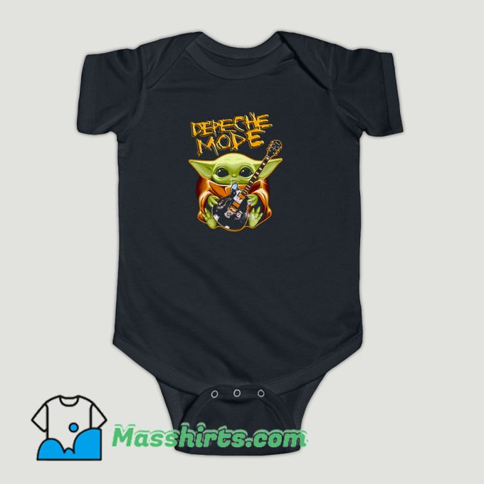 Funny Baby Yoda Hug Depeche Mode Guitar Baby Onesie