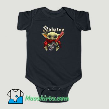 Funny Baby Yoda Hug Guitar Sabaton Baby Onesie