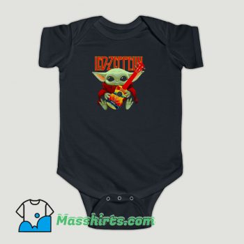 Funny Baby Yoda Hug Ledzeppelin Guitar Baby Onesie