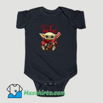 Funny Baby Yoda Hug Pink Floyd Guitar Baby Onesie