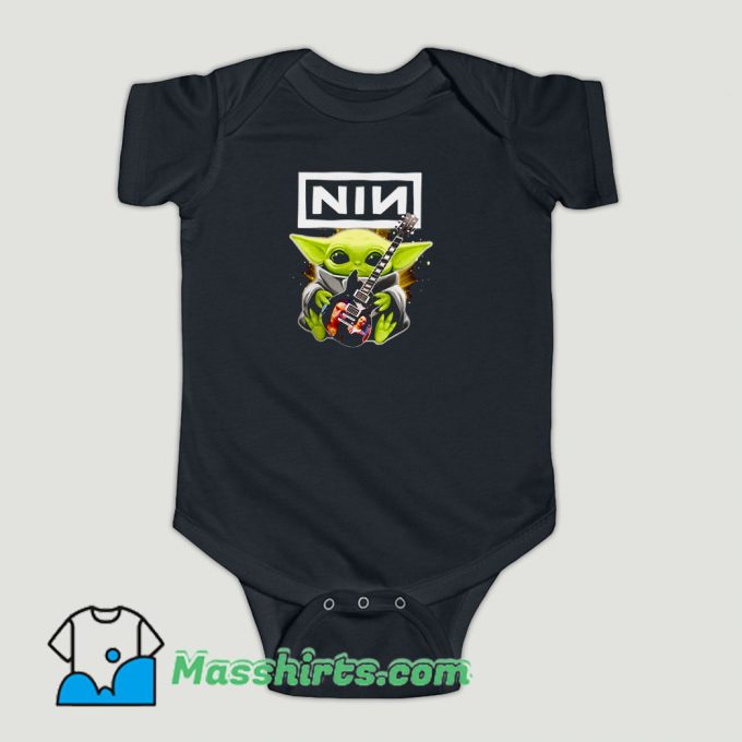 Funny Baby Yoda hug Nine Inch Nails guitar Baby Onesie