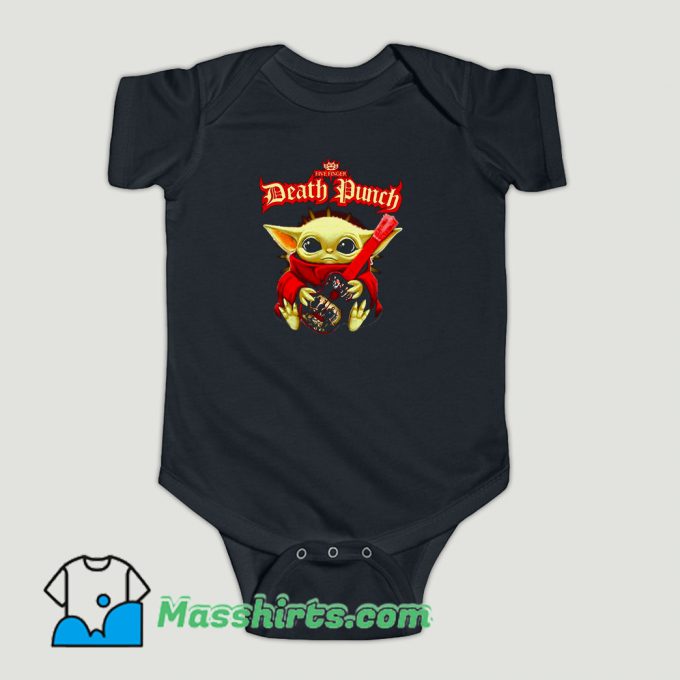 Funny Baby Yoda hug guitar Five Finger Death Punch Baby Onesie