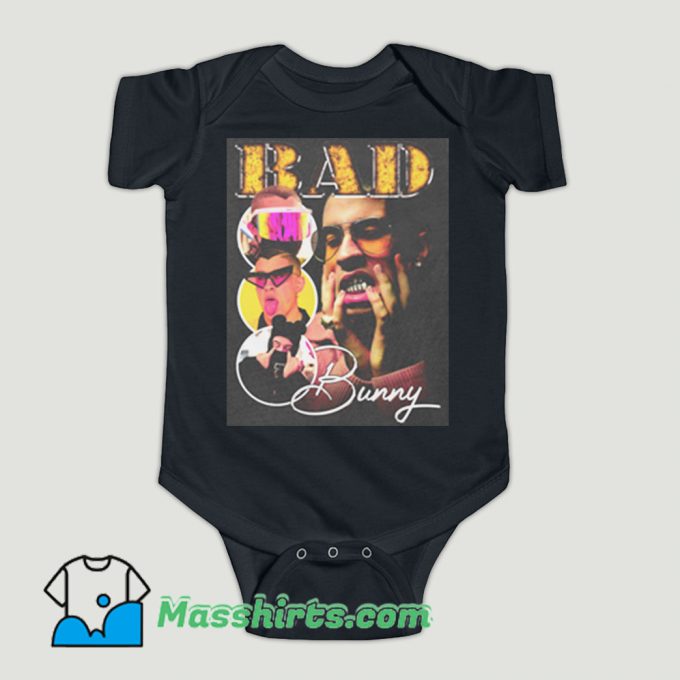 Funny Bad Bunny Photoshoot Collage Baby Onesie