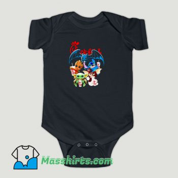 Funny Chick Fil A Baby Yoda Baby Groot and Toothless Stitch Gizmo Baby Onesie