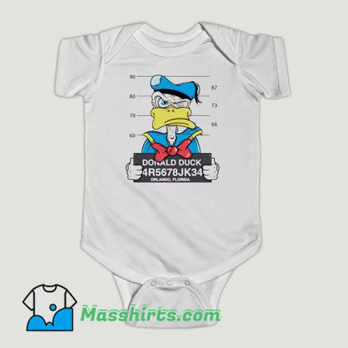 Funny Disney Donald Duck Mugshot Baby Onesie