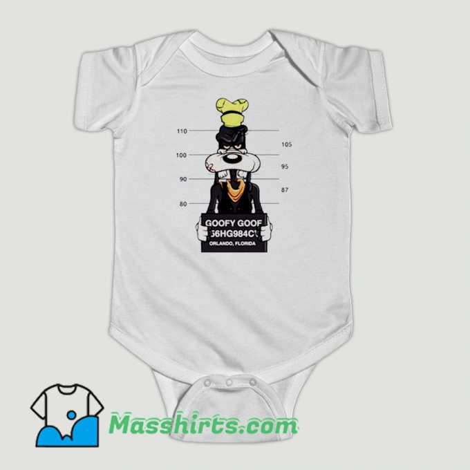 Funny Disney Goofy Goof Mugshot Baby Onesie