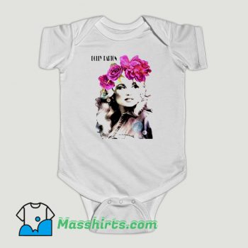 Funny Dolly Parton Floral Portrait Baby Onesie