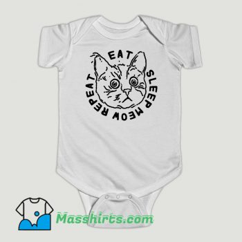 Funny Eat Sleep Meow Repeat Baby Onesie