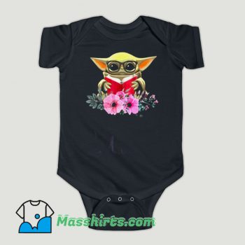 Funny Flower Baby Yoda Reading Book Baby Onesie