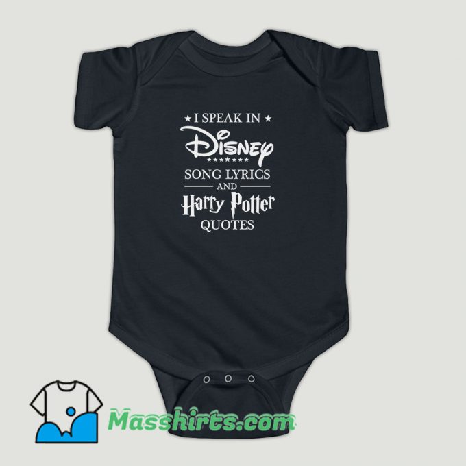 Funny I Speak in Disney Song and Harry Potter Baby Onesie