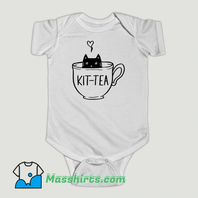 Funny KIT TEA Cat Baby Onesie