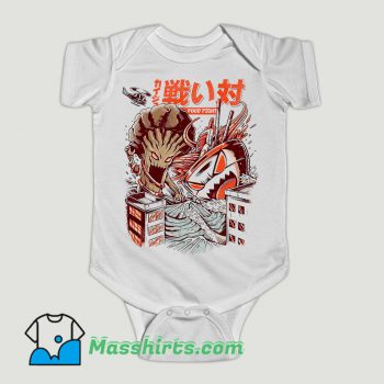 Funny Kaiju Food Fight Baby Onesie