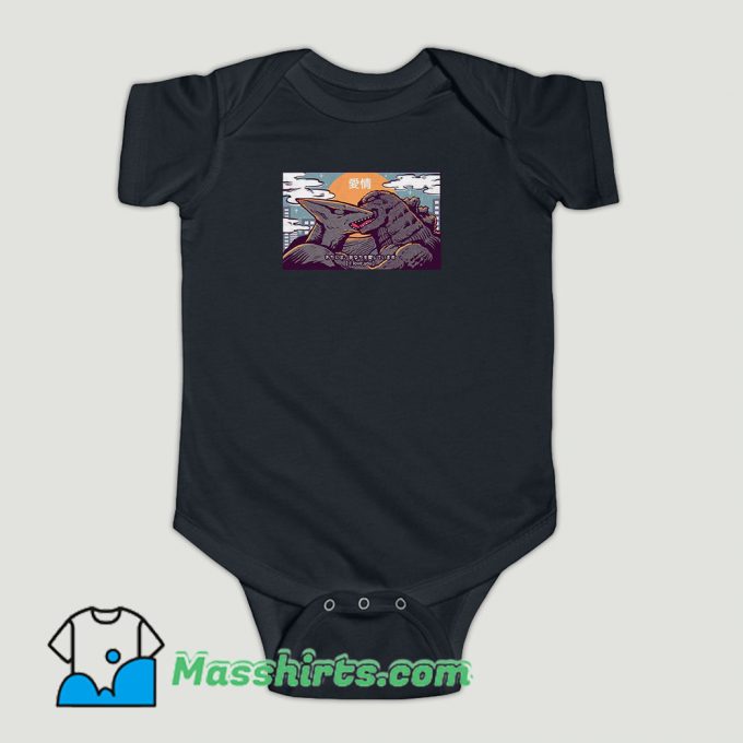 Funny Kaiju Kiss Godzilla Baby Onesie