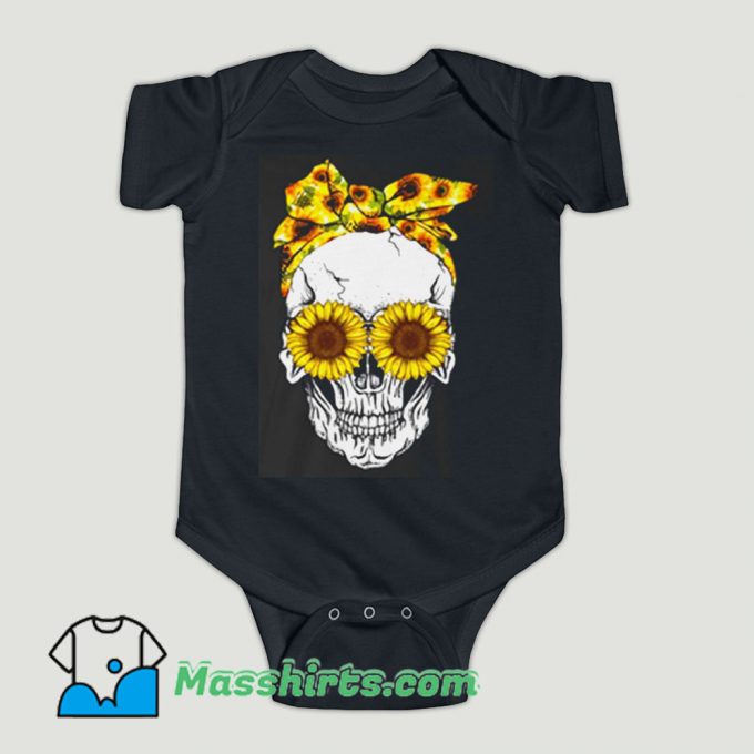 Funny Lady Skull Sunflower Baby Onesie