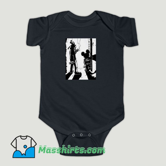 Funny Punk Rock Goofy and Mickey Baby Onesie