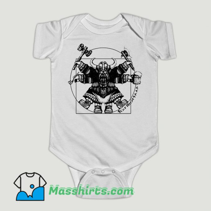 Funny Vitruvian Dwarf White Baby Onesie