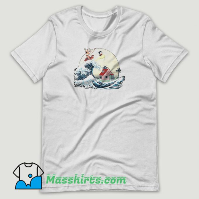 GOKU AND MASTER ROSHI RIDE THE WAVE T Shirt Design