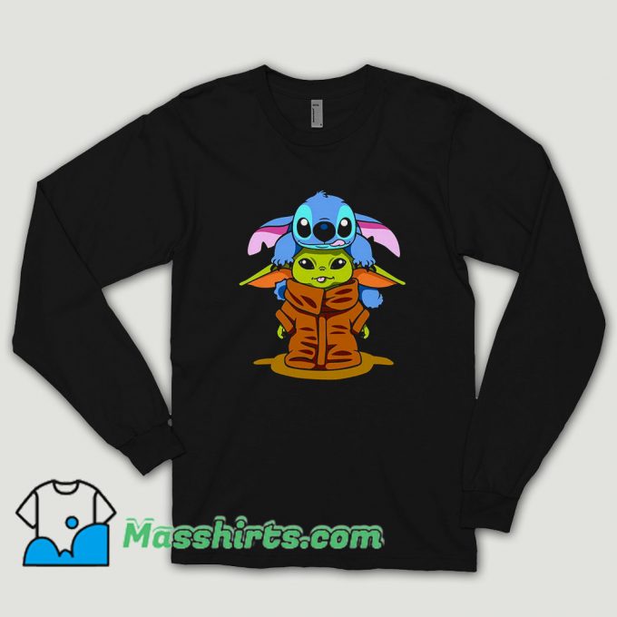 Baby Stitch And Baby Yoda Are Friends Long Sleeve Shirt