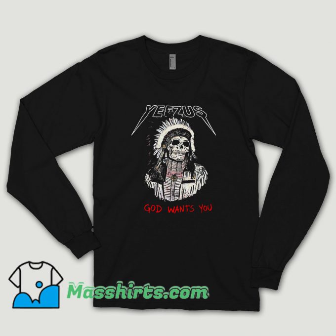 Red Indian Skeleton Yeezus Tour Long Sleeve Shirt