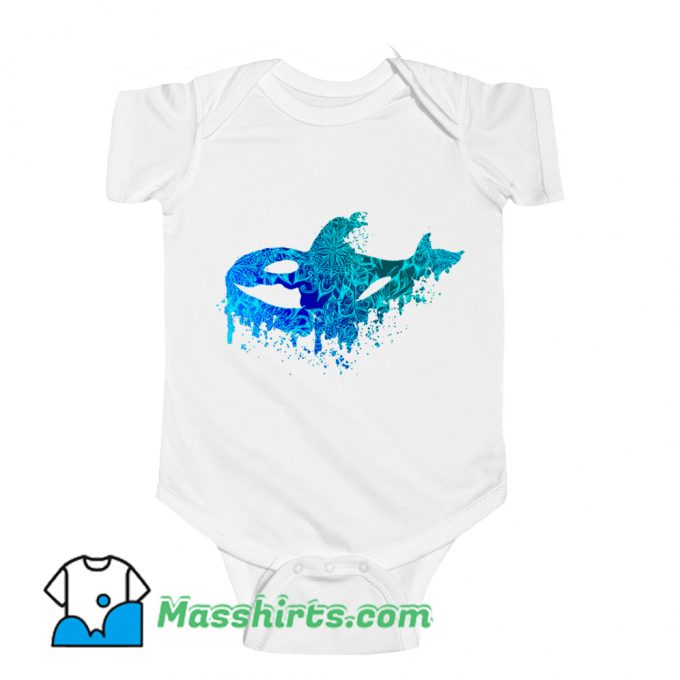 Blue Floral Orca Baby Onesie