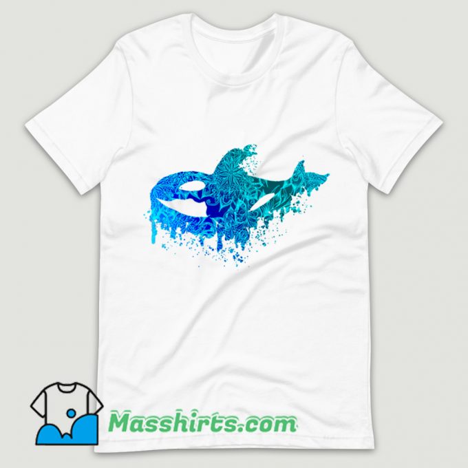 Blue Floral Orca T Shirt Design