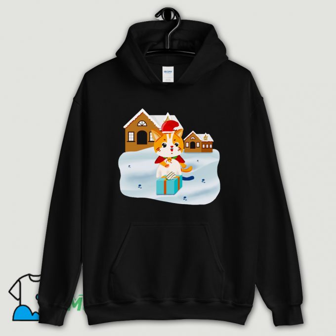 Christmas Night Cute Cat Hoodie Streetwear