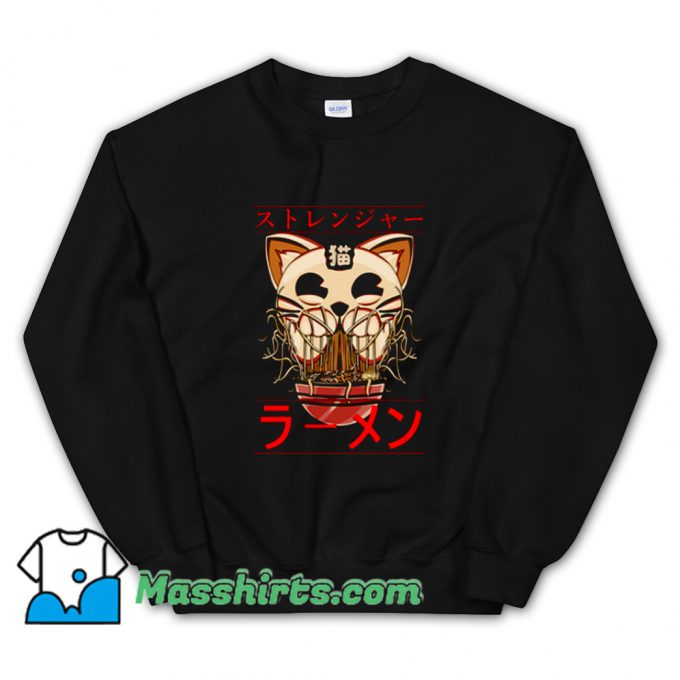 Cool Ghostly Cat and Ramen Sweatshirt