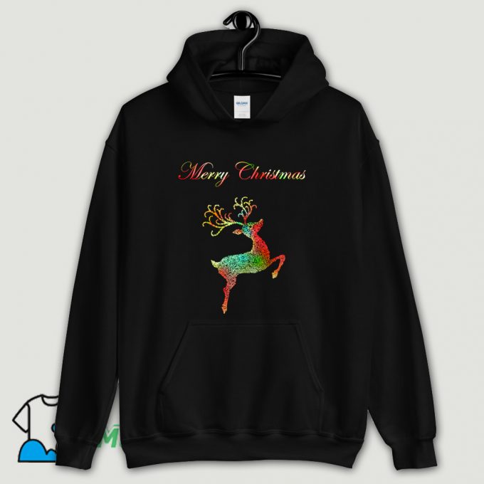 Merry Christmas Reindeer Silhouette Hoodie Streetwear