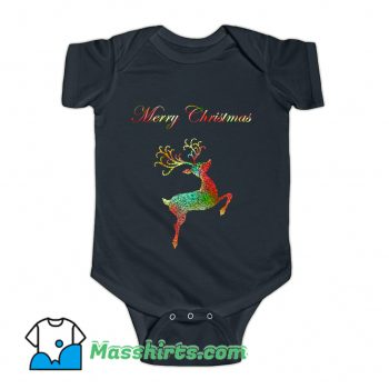 Merry Christmas Reindeer Silhouette Baby Onesie