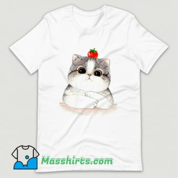 Relaxing Cute Cat Tomato T Shirt Design
