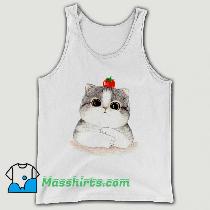 Cool Relaxing Cute Cat Tomato Tank Top