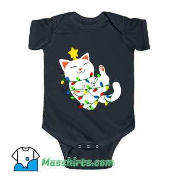 White Christmas Kitty Baby Onesie