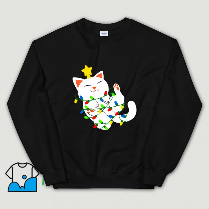 Funny White Christmas Kitty SweatshirtFunny White Christmas Kitty Sweatshirt