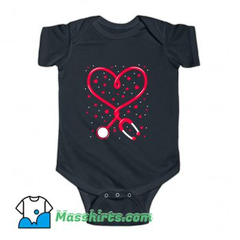 Nurse Valentine Day Heart Stethoscope Baby Onesie