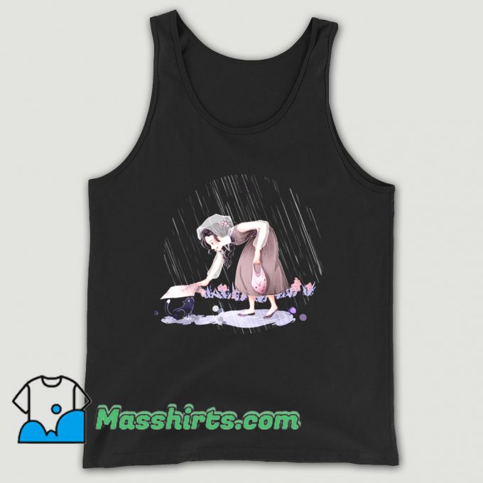 Cartoon Comic Rainy Day Cat Tank Top On Sale