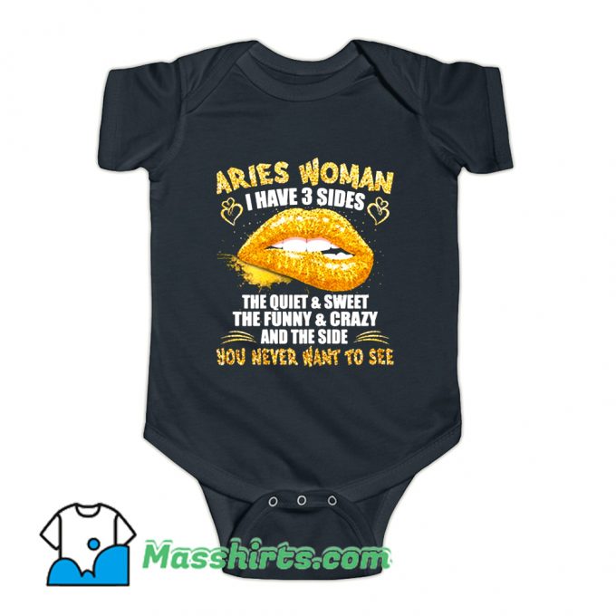 Aries Birthday Golden Lips Aries Zodiac Baby Onesie