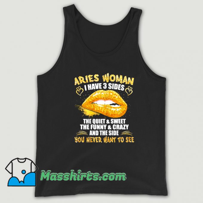 Zodiac Aries Birthday Golden Lips Tank Top On Sale