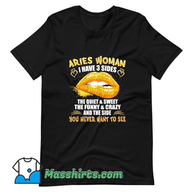 Zodiac Aries Birthday Golden Lips T Shirt Design