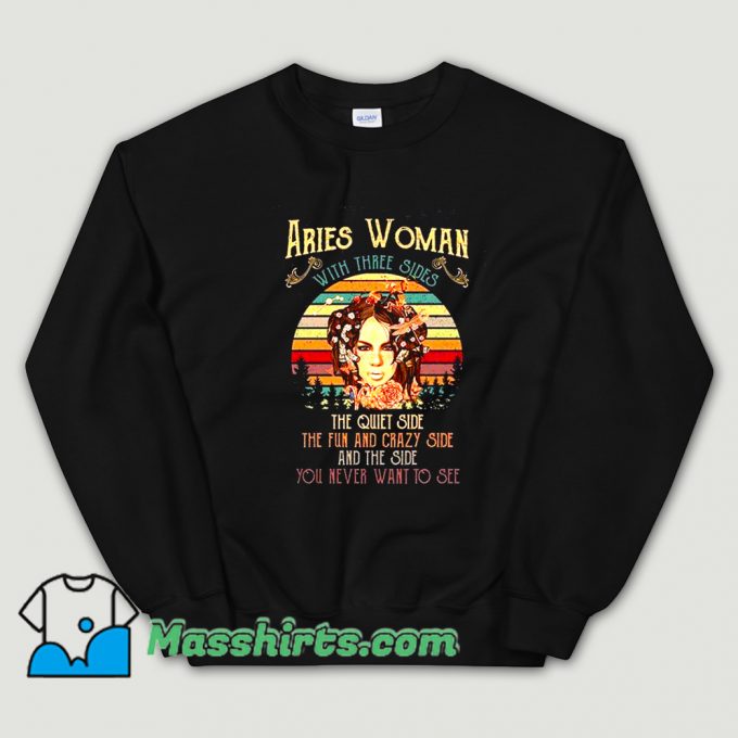 Cool Aries Woman With Three Sides Sweatshirt