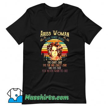 Original Aries Woman With Three Sides T Shirt Design