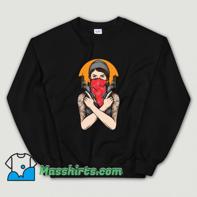 Gangster Girl Holding Gun Vector Sweatshirt