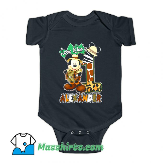 Look Who Mickey Birthday Safari Baby Onesie