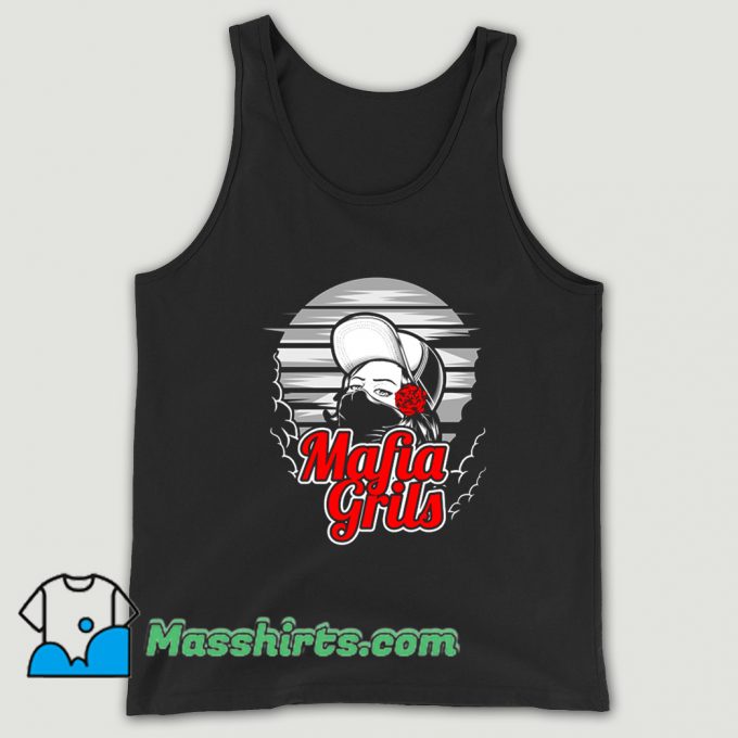Awesome Mafia Girl and Rose Hand Tank Top